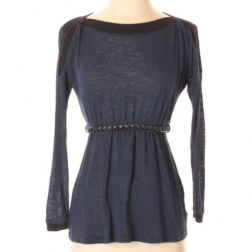 Love Culture | dark blue long sleeve boat neck knit top